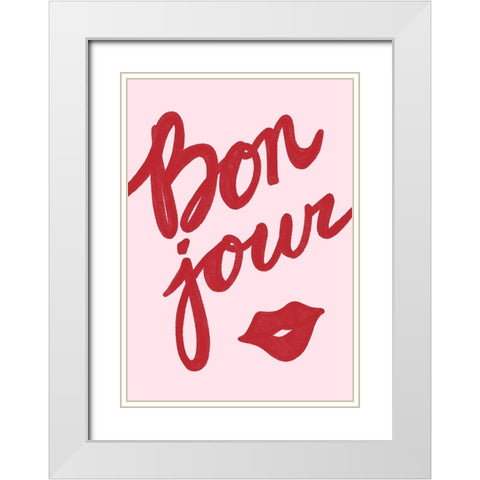 Bonjour Lip White Modern Wood Framed Art Print with Double Matting by Fritsch, Athene