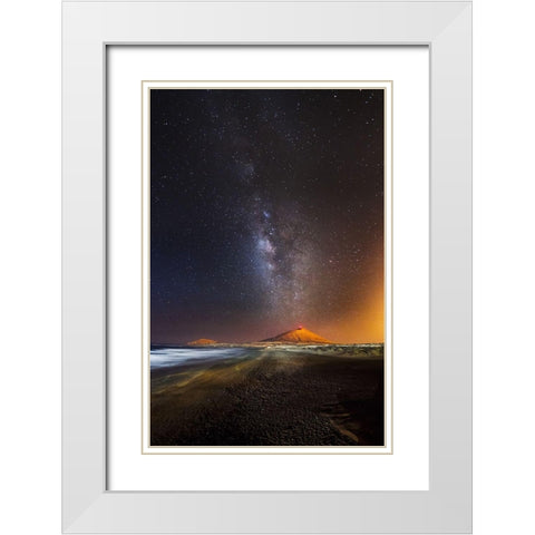 Star Eruption White Modern Wood Framed Art Print with Double Matting by Macia, Ivan