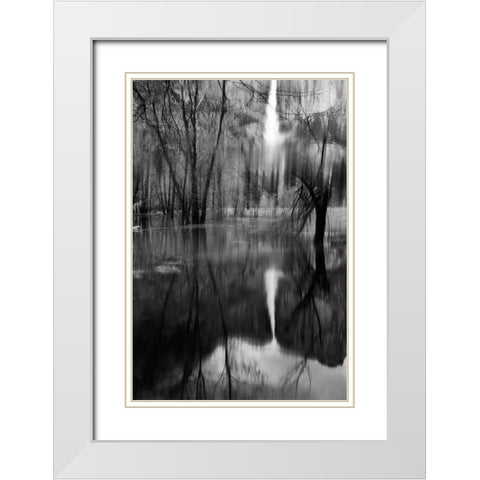 Yosemite Falls White Modern Wood Framed Art Print with Double Matting by Berry, Jerry