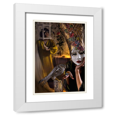 Feeding White Modern Wood Framed Art Print with Double Matting by Ambra