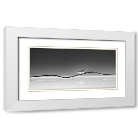 Wave White Modern Wood Framed Art Print with Double Matting by Jonas, Nadav