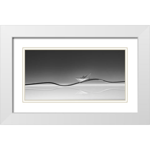 Wave White Modern Wood Framed Art Print with Double Matting by Jonas, Nadav