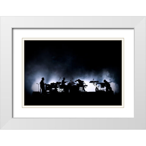 The Band. White Modern Wood Framed Art Print with Double Matting by Lenne, Thomas