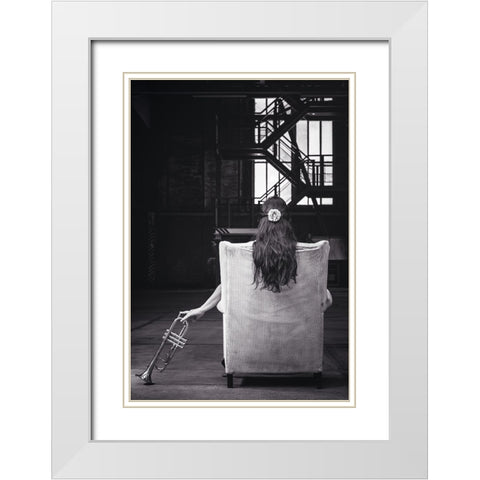 Sentimental Sounds White Modern Wood Framed Art Print with Double Matting by Alexandru, Padurariu