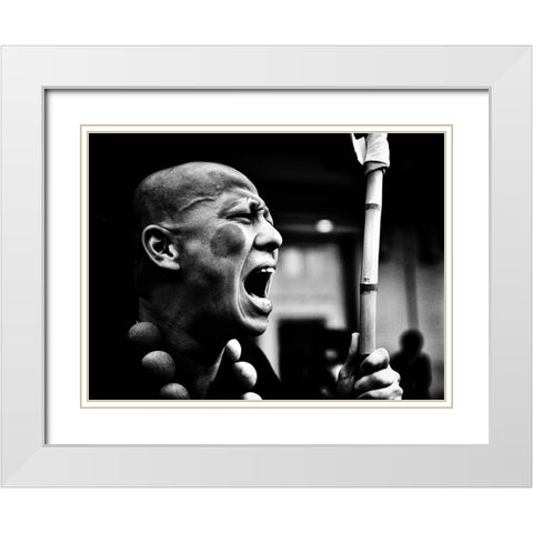 Untitled White Modern Wood Framed Art Print with Double Matting by Suzuki, Tatsuo