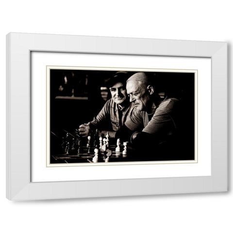 The Chess Player White Modern Wood Framed Art Print with Double Matting by SC