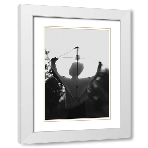 Q Play A Kite 2 Q White Modern Wood Framed Art Print with Double Matting by Satriani, Jay