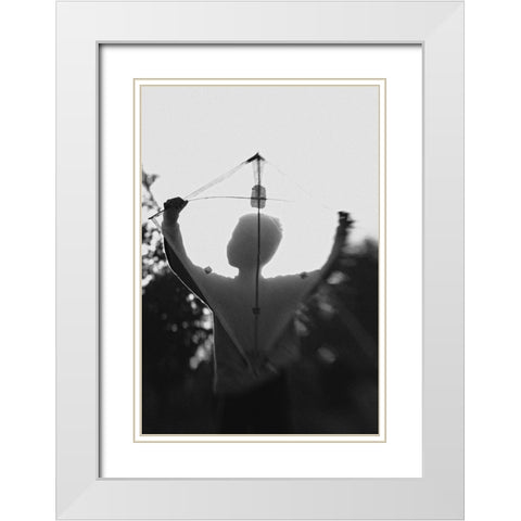 Q Play A Kite 2 Q White Modern Wood Framed Art Print with Double Matting by Satriani, Jay