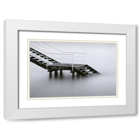 Downstairs White Modern Wood Framed Art Print with Double Matting by Barandiaran, Inigo