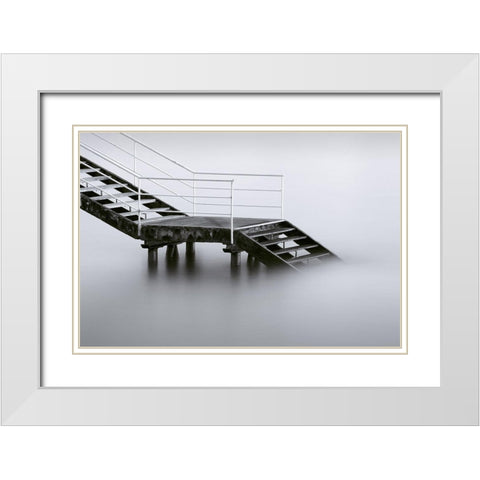 Downstairs White Modern Wood Framed Art Print with Double Matting by Barandiaran, Inigo