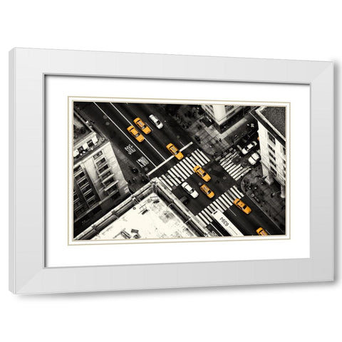 Yellow Flow White Modern Wood Framed Art Print with Double Matting by Kloren, Stefan