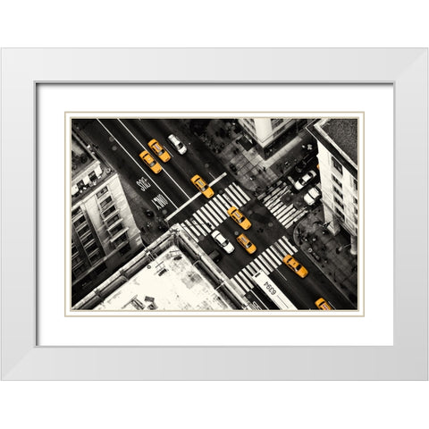 Yellow Flow White Modern Wood Framed Art Print with Double Matting by Kloren, Stefan