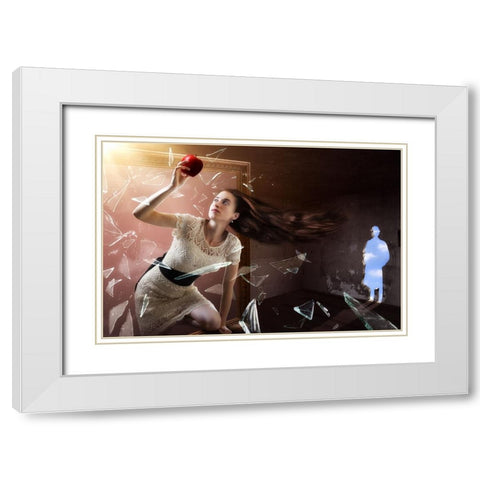MagritteS Muse White Modern Wood Framed Art Print with Double Matting by Kiciak, Christophe