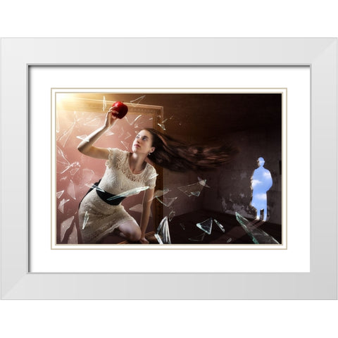 MagritteS Muse White Modern Wood Framed Art Print with Double Matting by Kiciak, Christophe