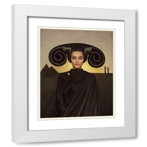 Mistress Of The Black Mountains. White Modern Wood Framed Art Print with Double Matting by Smirnov, Sergei