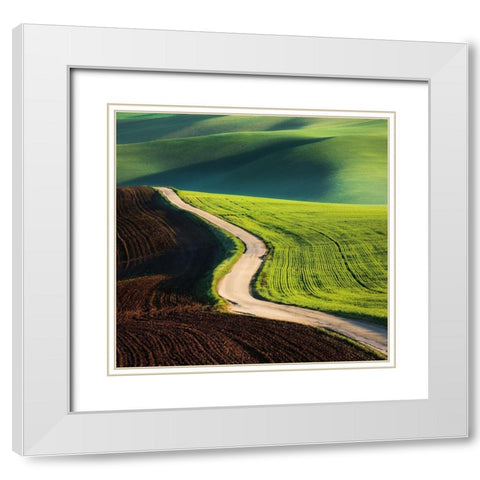 Road White Modern Wood Framed Art Print with Double Matting by Browko, Krzysztof