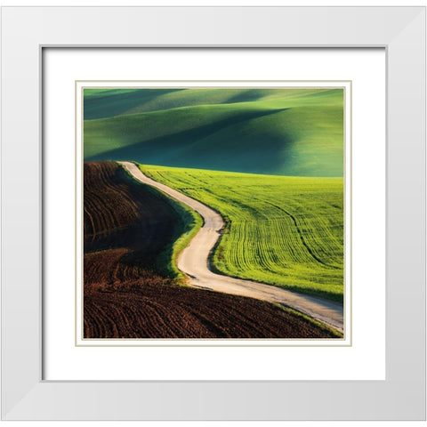 Road White Modern Wood Framed Art Print with Double Matting by Browko, Krzysztof