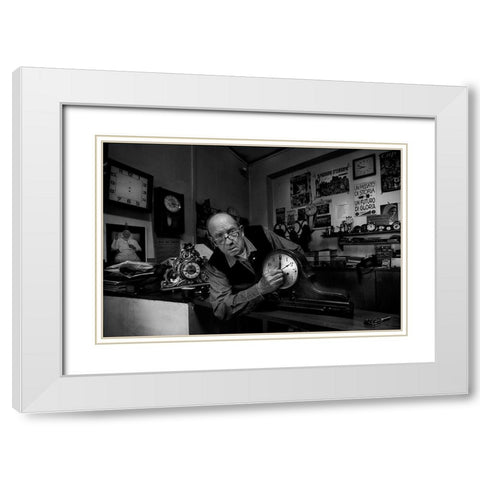 Exact Time.... White Modern Wood Framed Art Print with Double Matting by Grambone, Antonio
