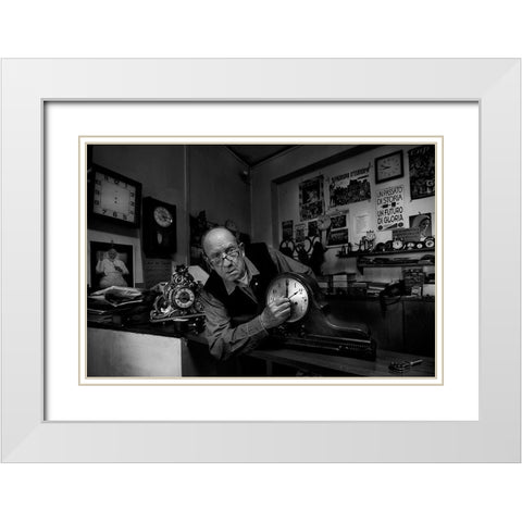 Exact Time.... White Modern Wood Framed Art Print with Double Matting by Grambone, Antonio