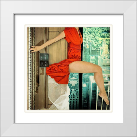 Crescendo White Modern Wood Framed Art Print with Double Matting by Ambra