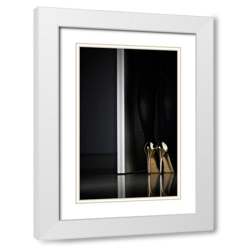 Golden Eyes White Modern Wood Framed Art Print with Double Matting by Schottstaedt, Erik