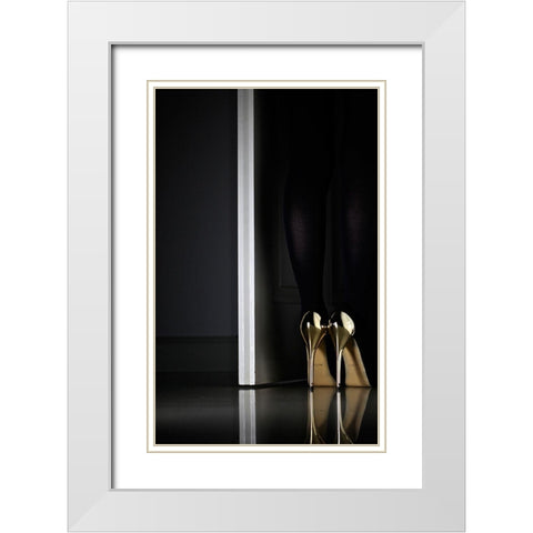 Golden Eyes White Modern Wood Framed Art Print with Double Matting by Schottstaedt, Erik