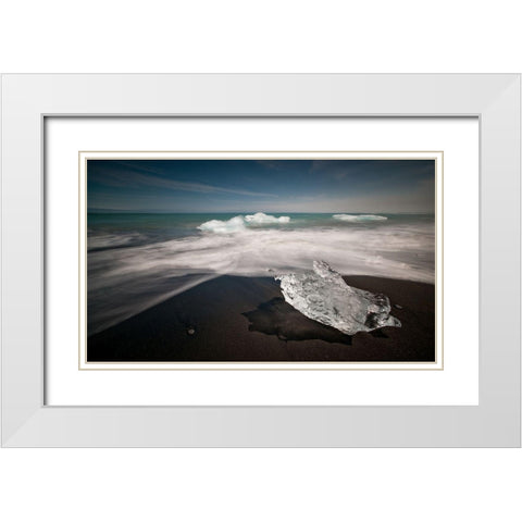 Diamond Beach White Modern Wood Framed Art Print with Double Matting by Hoffmann, Raymond