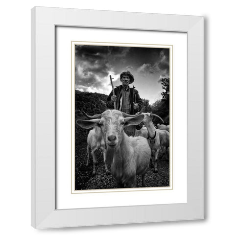 Untitled White Modern Wood Framed Art Print with Double Matting by Ozciftci, Nuri