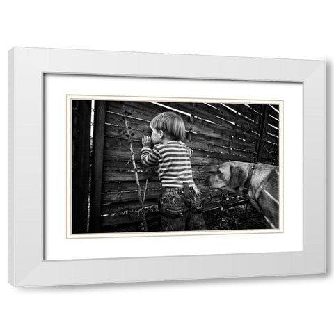 The World From Behind The Fence White Modern Wood Framed Art Print with Double Matting by Strzelecka, Monika