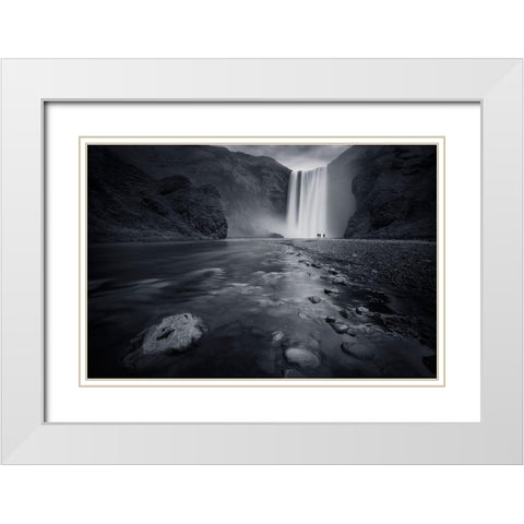 Behind The Curtain White Modern Wood Framed Art Print with Double Matting by Del Grosso, Sebastien
