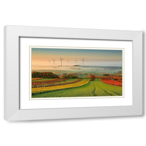 Autumn Atmosphere In Vineyards White Modern Wood Framed Art Print with Double Matting by Kovac, Matej