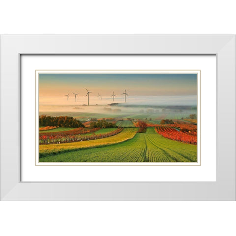 Autumn Atmosphere In Vineyards White Modern Wood Framed Art Print with Double Matting by Kovac, Matej