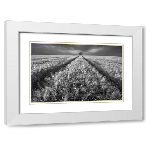Alone White Modern Wood Framed Art Print with Double Matting by Krol, Piotr
