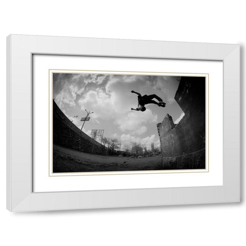 Jumper White Modern Wood Framed Art Print with Double Matting by Manvelyan, Suren