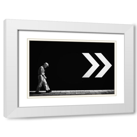 Untitled White Modern Wood Framed Art Print with Double Matting by Suzuki, Tatsuo