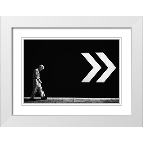Untitled White Modern Wood Framed Art Print with Double Matting by Suzuki, Tatsuo