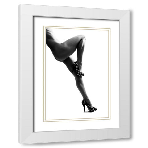 Polka Dots White Modern Wood Framed Art Print with Double Matting by Peeters, Bart