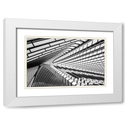 Lines In Liege White Modern Wood Framed Art Print with Double Matting by Van De, Jeroen