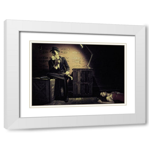 Killing Me Softly White Modern Wood Framed Art Print with Double Matting by Hardibudi
