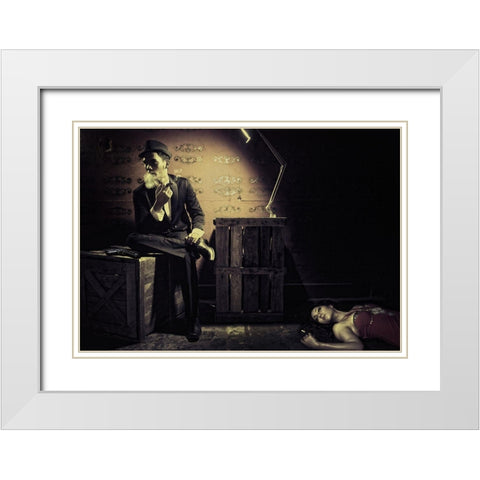 Killing Me Softly White Modern Wood Framed Art Print with Double Matting by Hardibudi