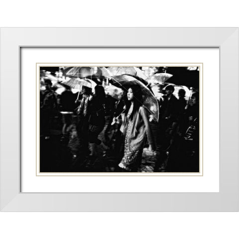 Untitled White Modern Wood Framed Art Print with Double Matting by Suzuki, Tatsuo
