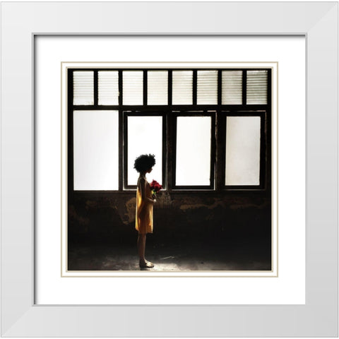 Hope White Modern Wood Framed Art Print with Double Matting by Bhs, Fahmi