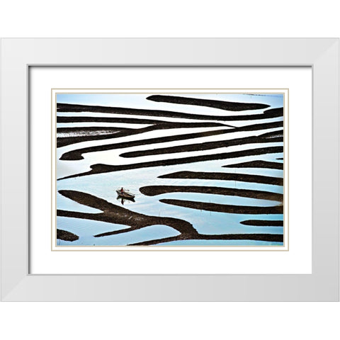 Labyrinth White Modern Wood Framed Art Print with Double Matting by Gunawan, Lina