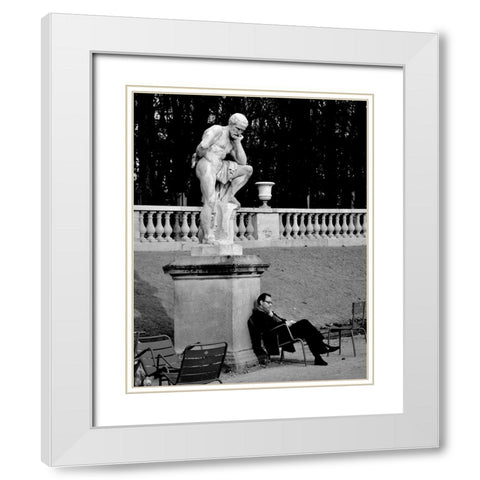 Jardin Du Luxembourg White Modern Wood Framed Art Print with Double Matting by Breton, Stephane