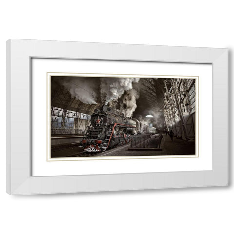 Last From Mohicans White Modern Wood Framed Art Print with Double Matting by Laudin, Dmitry