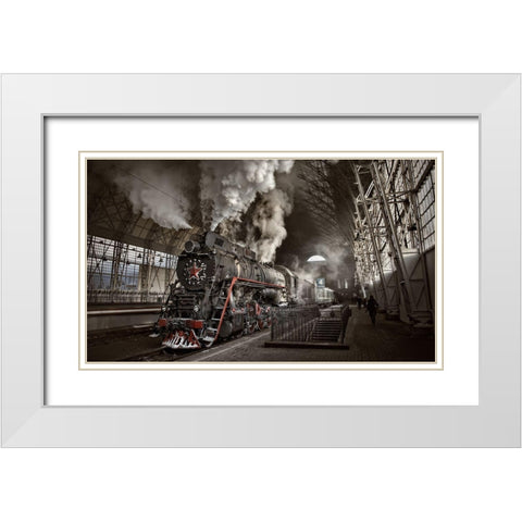 Last From Mohicans White Modern Wood Framed Art Print with Double Matting by Laudin, Dmitry