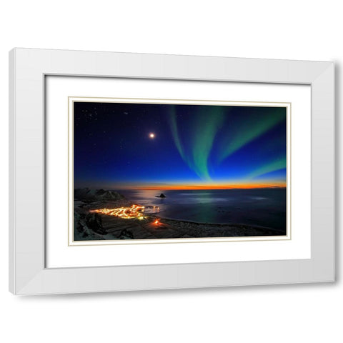 Sunset At Bleik White Modern Wood Framed Art Print with Double Matting by Samuelsen, Roy