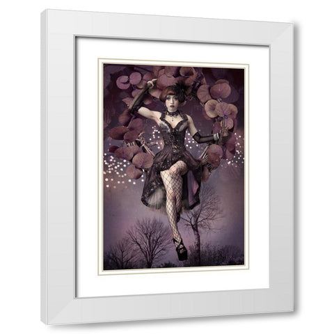 Night Aerial Girl White Modern Wood Framed Art Print with Double Matting by Murakami, Kiyo