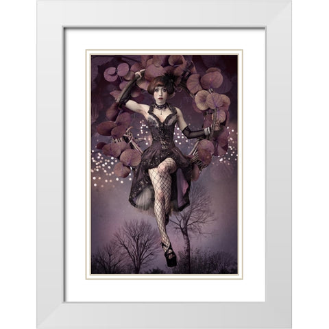 Night Aerial Girl White Modern Wood Framed Art Print with Double Matting by Murakami, Kiyo