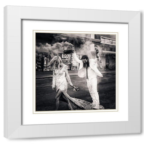 North Las Vegas White Modern Wood Framed Art Print with Double Matting by Klein, Kurt